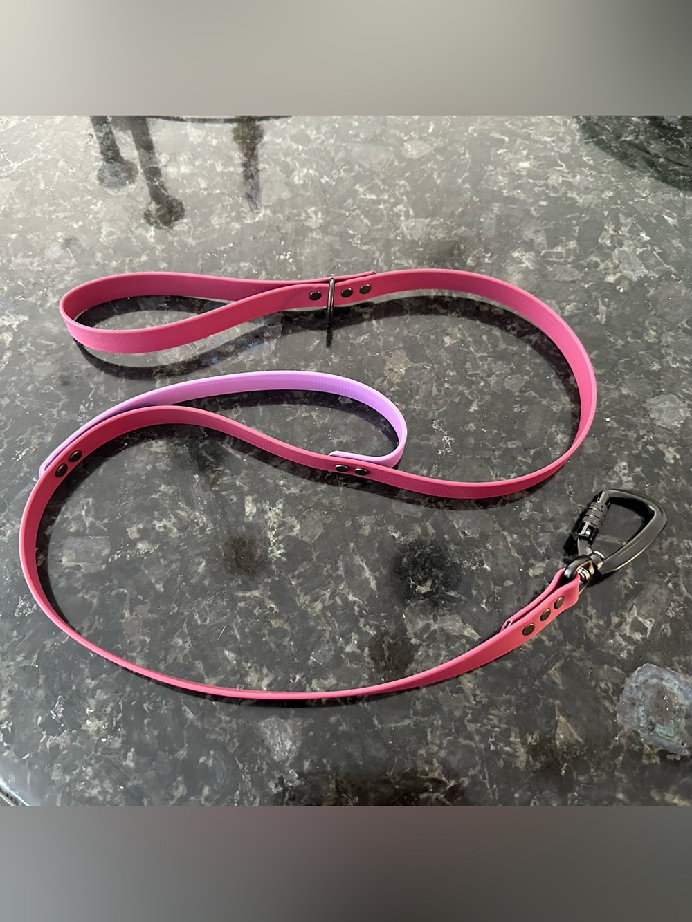 Custom BioThane Dog Leash 4 Ft Wine + Amethyst Traffic Handle Locking Carabiner